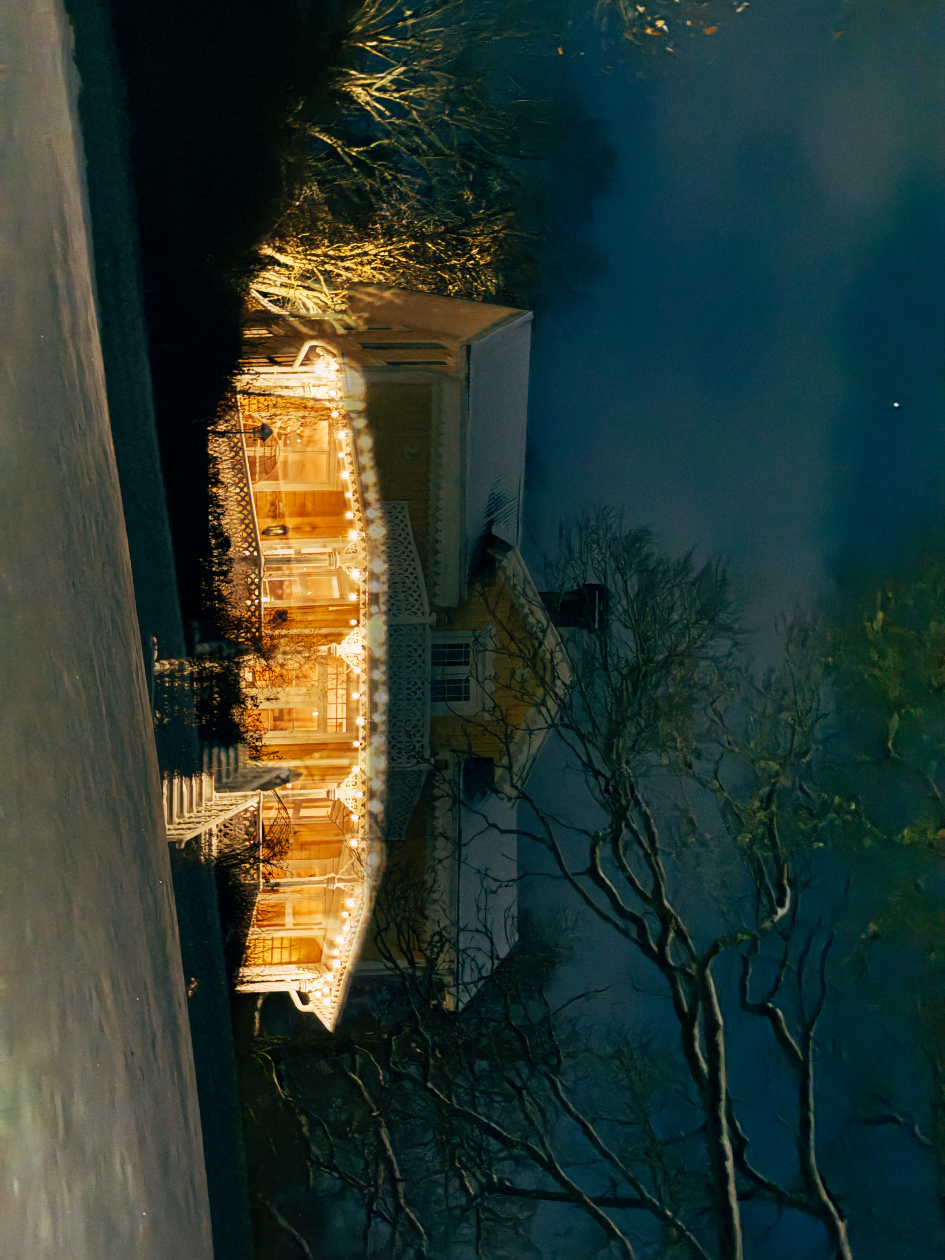 The warm house at night